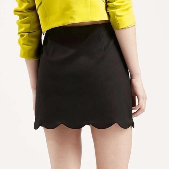 NWT Black Topshop Stretch Scalloped Skirt - Picture 2 of 9
